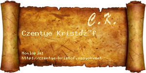 Czentye Kristóf névjegykártya